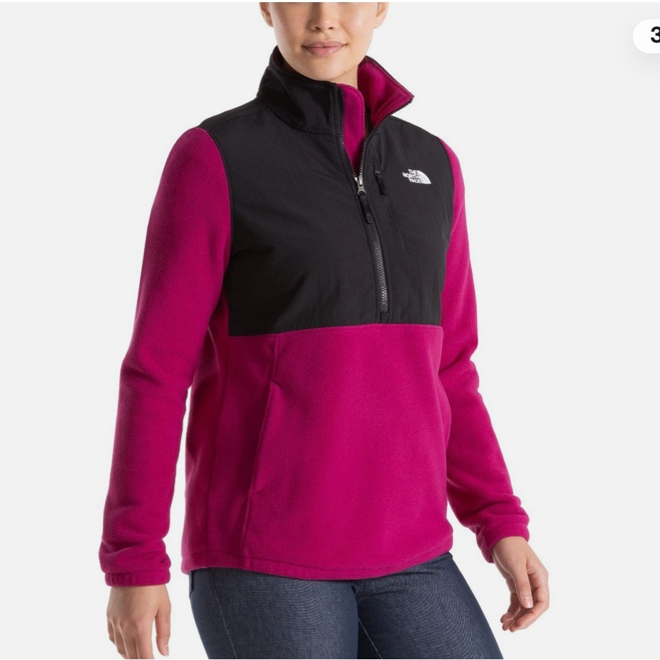 The North Face Plum And Black Fleece Pullover 1/2 Zipper With Pockets-Nwot